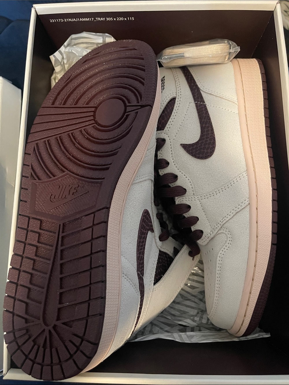 Jordan Men’s Low-Top Sneakers in Cream and Plum